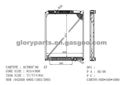 MERCEDES-BENZ ACTROS Radiator 9425000903/1503/2903