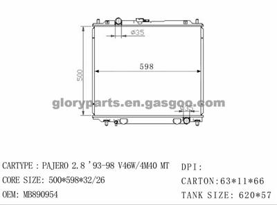 Radiator MB890954 for MITSUBISHI Pajero