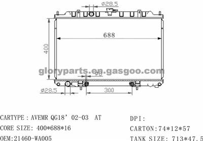 NISSAN 0003-W11 Radiator 21460-WA005