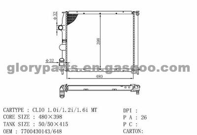 RENAULT Clio Radiator 7700430143/7700430648