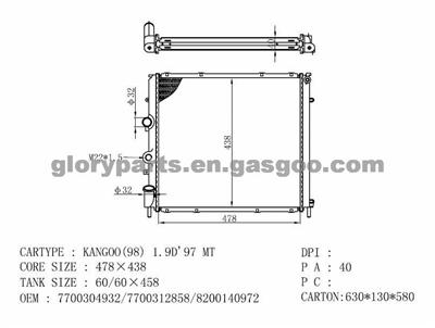 RENAULT Kangoo Radiator 7700301171
