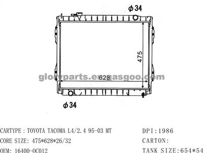 TOYOTA Tacoma Radiator 16410-0C012