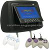 Car Headrest DVD Player With 7-Inch Panel, Built-In USB/SD Slot/32-Bit Game/IR/FM Transmitter