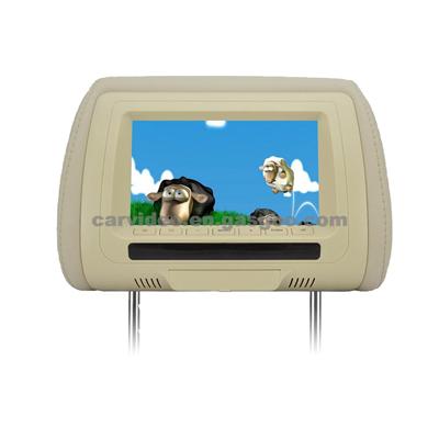 7-Inch TFT LCD Headrest Monitor With Pillow, PAL/NTSC System, 2 Video Inputs And DC 12V