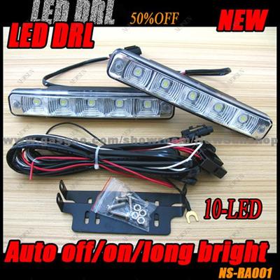 Unversal NS-A1 Xenon White 10-LED High Power LED Daytime Running Light LED DRL Lamps + Auto DRL Long Brignt/ On/OffSwitch