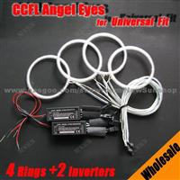 7000K Ultra White 4x CCFL Angel Eyes Halo Rings For Universal Fit/ Car Light (4 Rings + 2 Inverters)