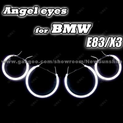 7000K Ultra White 4x CCFL Angel Eyes Halo Rings For BWM E83 /Car Light (4 Rings + 2 Inverters)