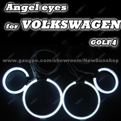 7000K Ultra White 4x CCFL Angel Eyes Halo Rings For VOLKSWAGEN GOLF 4 /Car Light (4 Rings + 2 Inverters)