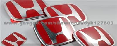 Free Shipping High Quality Car Red H Logo For Honda CIVIC ACCORD FIT SPIRIOR,Front+Rear Emblem,2pcs/Lot,Red Label For HONDA