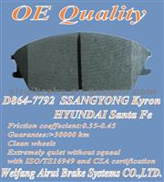 D864 SSANGYONG Kyron/HYUNDAI Santa Fe Brake Pad