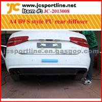 2013 Audi A4 B9 S Style Rear Diffuser/Bumper Lip-Matt Black (Double Tips, Dual Outlet)