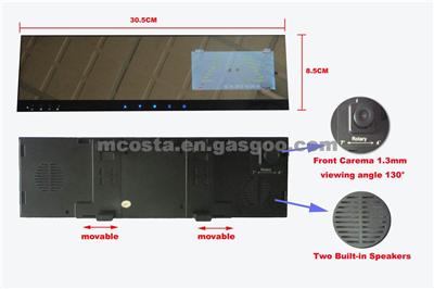 High Quality HD720p Car DVR With Rearview Mirror+ Wireless Back Up Camera Approved CE/FCC/ROSH