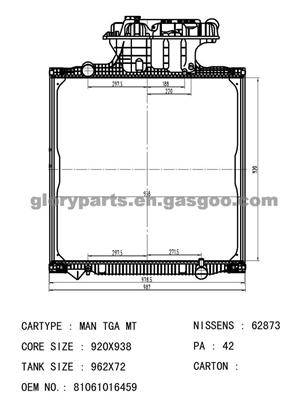 MAN TGA Radiator 81061016512/81061016459