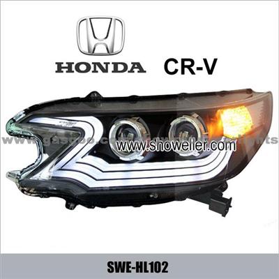 HONDA CRV CR-V Angel Eye LED Head Lamp DRL Headlights Dayline Head Lights Double-Convex Lens