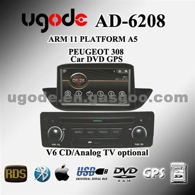 Peugeot 308 Car DVD GPS With Bluetooth A2DP AD-6208
