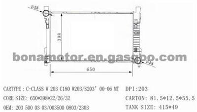 BENZ Radiator 2035000303, 0035000803, 0035002303