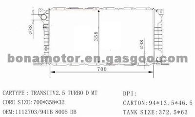 FORD TRANSITV Radiator 1112703,94UB 8005 DB