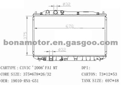 HONDA Radiator 19010-RNA-G51