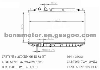 HONDA Radiator 19010-RNB-A01,19010-RNB-A51