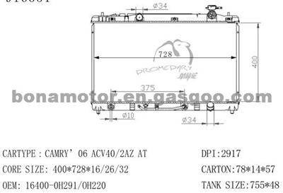 TOYOTA Radiator 16400-0H291, 16400-0H220,16400-0H280