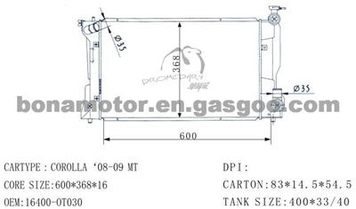 TOYOTA Radiator 16400-0T030, 16400-0T040