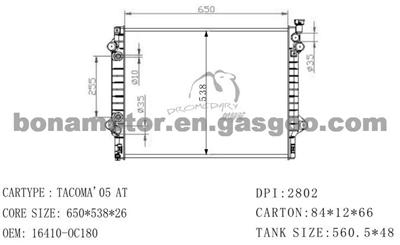 TOYOTA Radiator 16410-0C180