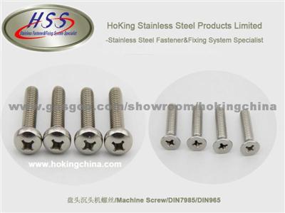 SGS Apprvoed Stainless Steel Machine Screw(HSS-016)/DIN7985/DIN965