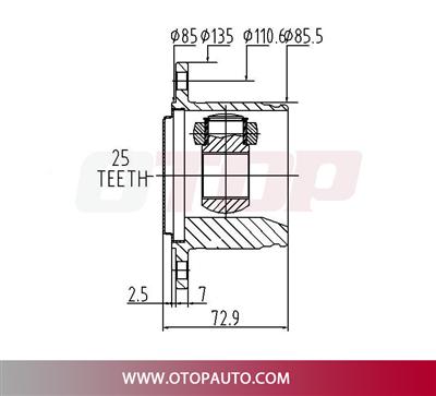 OTOP C.V Joint 225-D35-3501 for YZ