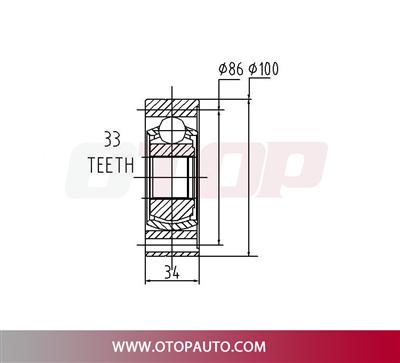 OTOP C.V Joint 101-D35-3-551(2) For JETTA PASSAT QUANTUM SCIROCCO