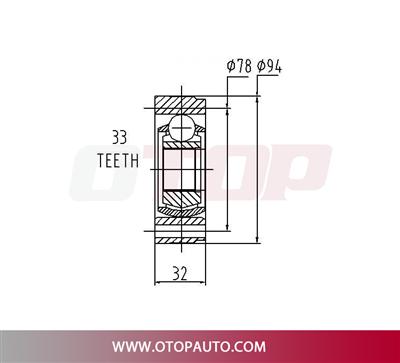 OTOP C.V Joint 101-D35-3-550(2) For VOLKSWAGEN KARMANN GHIA PICKUP RABBIT SCIROCCO