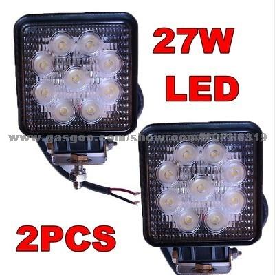 2PCS 27W SQUARE LED Light Offroad Work Light Razor UTV Truck Flood Light 4x4