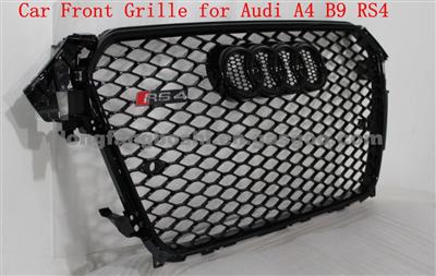 A4 RS4 Grill Grille For Audi A4 B9 Black Painting Frame Grill With Parking Sensor