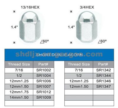 Universal SHORT DUALIE ACORN WHEEL LUG NUT