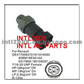 Auto AC Pressure Switch Pressure Sensor Pressostato Transducer For Renault 7700837219 1016565