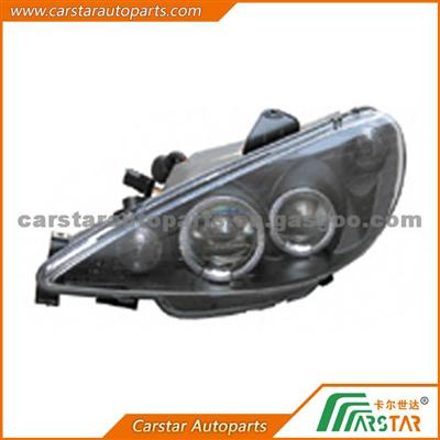 CAR HEAD LAMP(CRYSTAL.BLACK,,W/RIM) FOR PEUGEOT 206