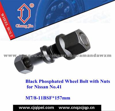 Black Phosphated Wheel Bolt With Nuts For Nissan No.41