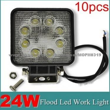 10x24W 8 LED SQUARE WORK LIGHT OFF ROAD FLOOD LAMP BEAM 4WD JEEP TRUCK UTV