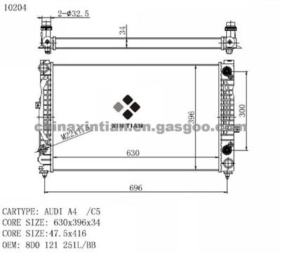 AUDI Radiator 8D0 121 251L, 8D0 121 251BB