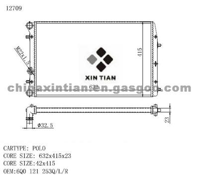 VW Radiator 6Q0 121 253Q, 6Q0 121 253L,