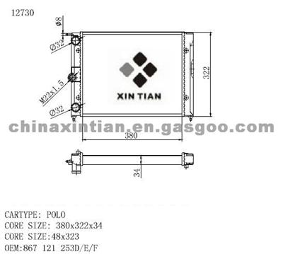 VW Radiator 867 121 253D, 867 121 253E