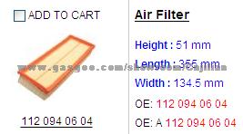 Air Filter Part Number 112 094 0604