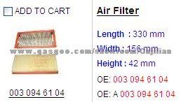 Air Filter Part Number 003 094 6104
