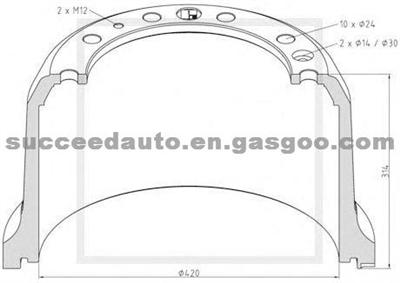 Brake Drum For DAF 395247