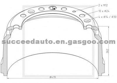 Brake Drum For DAF 595226