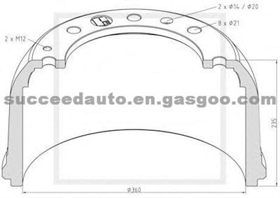 Brake Drum For Neoplan 4462.422.143