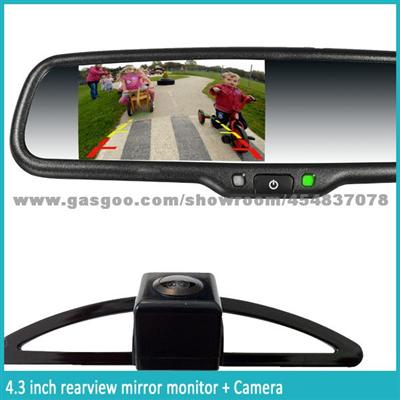 Car Rear View Mirror With Wire Parking Camera, 4.3 Inch Screen And Bluetooth