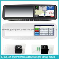 Car Rear WIN CE Monitor+Handsfree Car Kit+Bluetooth+Wire Reversing Camera With Rearview Mirror