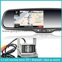 Car Gps Rearview Mirror With Original Bracket, Fm Transmitter, And Touch Screen