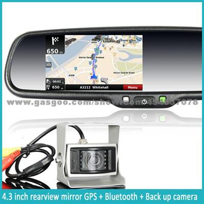 Car Gps Rearview Mirror With Original Bracket, Fm Transmitter, And Touch Screen