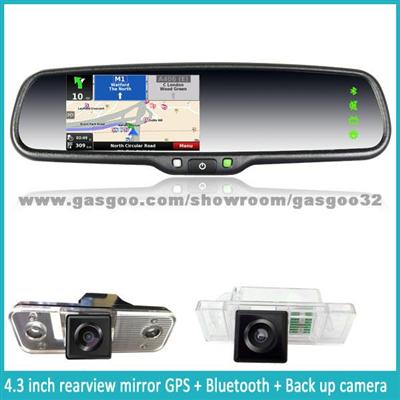 4.3 Inch Gps Rear View Mirror With Bluetooth, FM, Backup Camera, 2 Video Inputs For Subaru,Ford, Mazda, Nissan